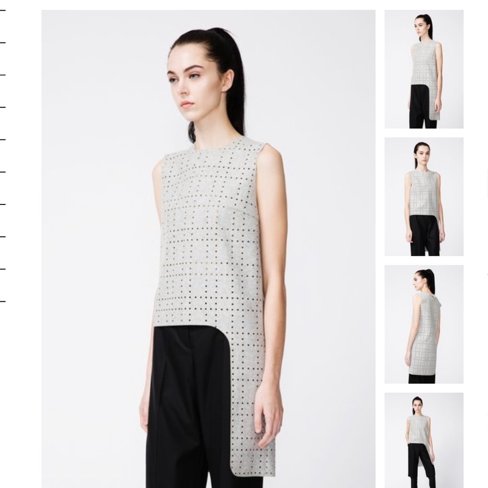 $795 Gauchere Paris Emmy Laser Cut wool grey top